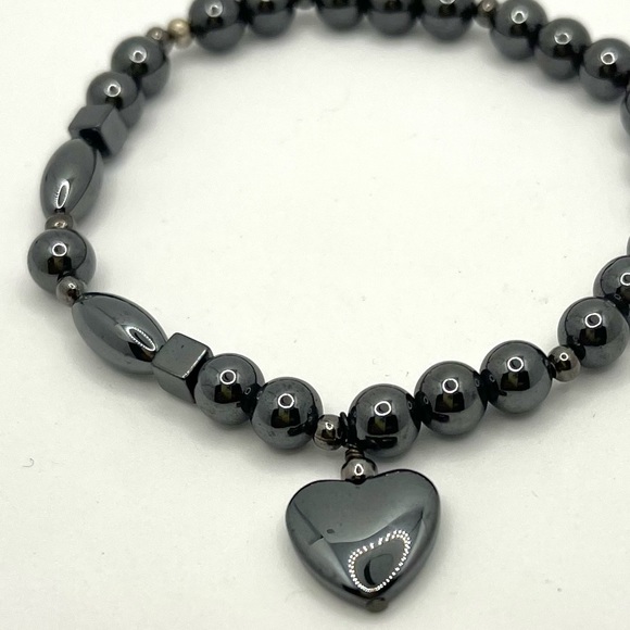Natural Hematite Beads Stretch Bracelet. - Picture 2 of 3